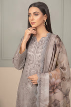 Embroidered Digital Printed Lawn Unstitched 3pc with Ready to wear Bana Dora Voil Dupatta
