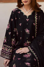 Black Pink 3Pc - Embroidered Lawn 3PC