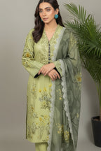 Embroidered Digital Printed Lawn Unstitched 3pc with Ready to wear Bana Dora Voil Dupatta