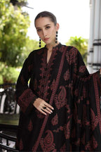 Bareez’e-Heavy Embroidered Lawn Unstitched 3PC Suit with Full Embroidered Bamber Chiffon Dupatta