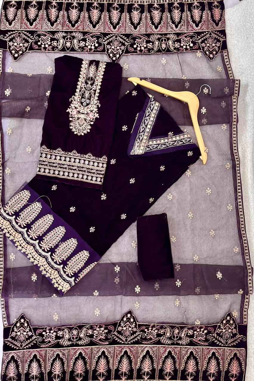 Luxury | Velvet | Embroidered | 3 pcs